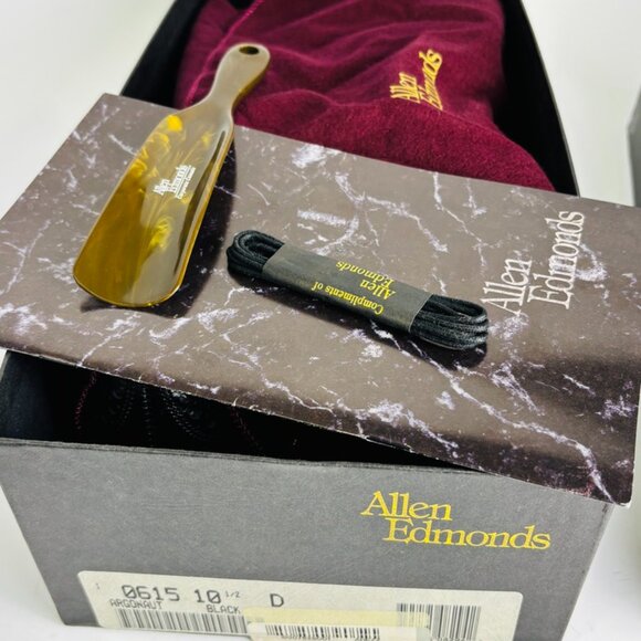 Vintage Allen Edmonds "Argonaut" Men's Leather Cap-Toe Oxfords 10.5 D Black - Picture 16 of 16